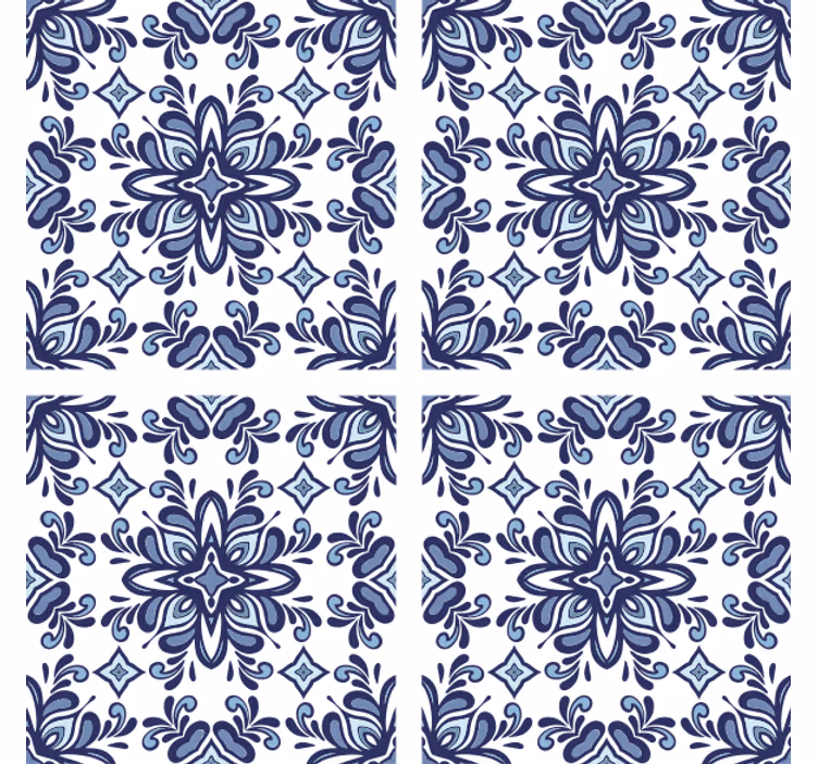 Papel tapiz azulejos estilo marroquí azul - TenVinilo