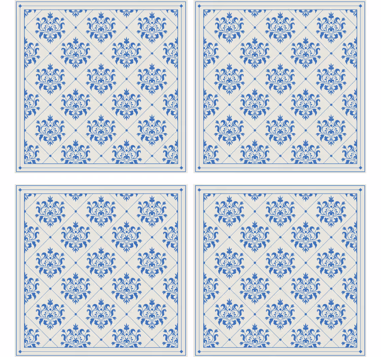 Papel tapiz azulejos con patrón floral y ornamental - TenVinilo