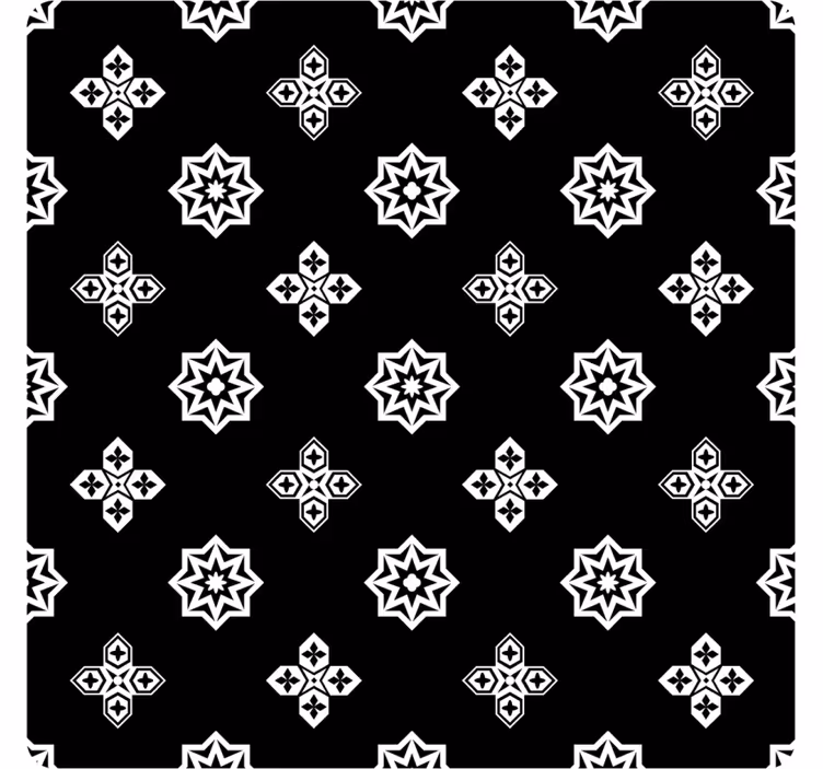 Papel tapiz azulejos patrón vintage blanco y negro - TenVinilo