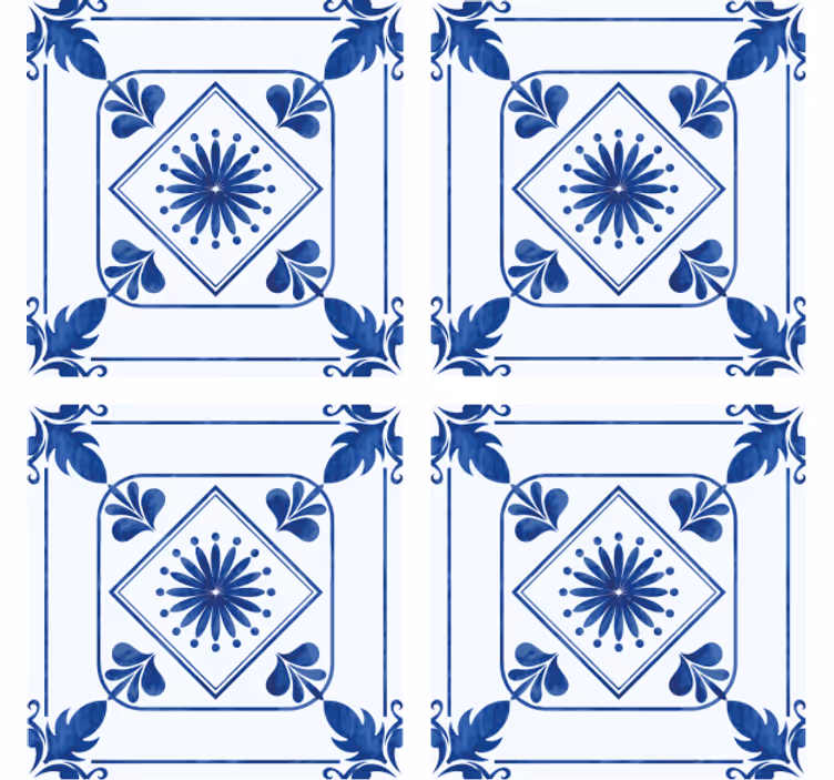 Papel tapiz azulejos arreglo floral elaborado - TenVinilo