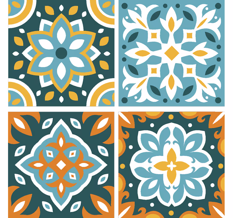 Papel tapiz azulejos elementos florales intrincados - TenVinilo