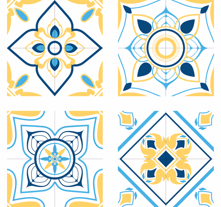 Papel tapiz azulejos patrones geométricos - TenVinilo