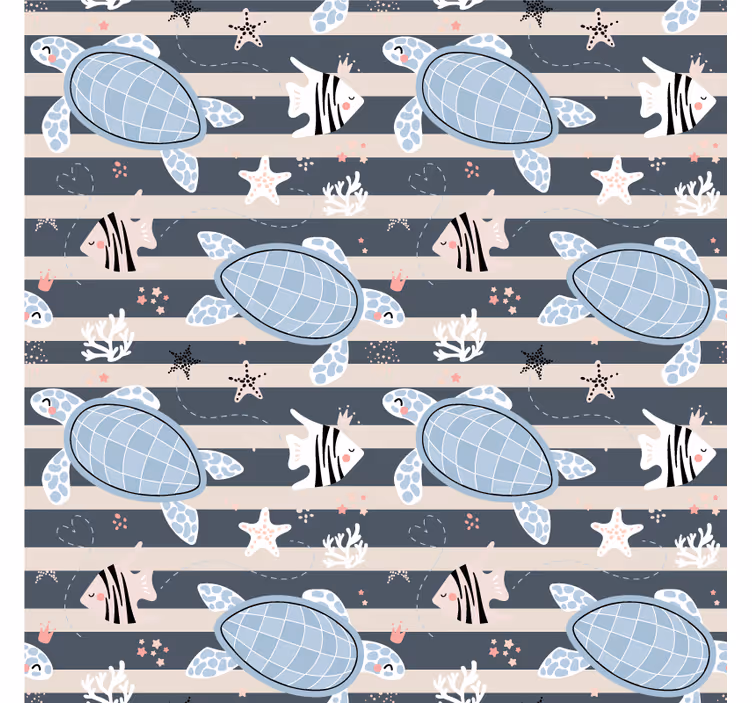Papel tapiz vintage diseño de tortugas - TenVinilo