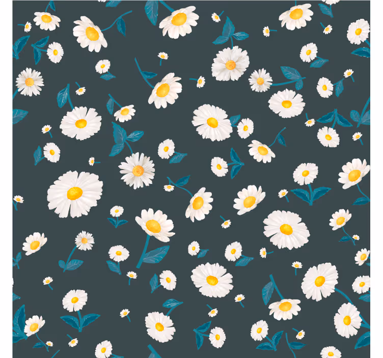 Papel tapiz flores patrón de flores margarita - TenVinilo