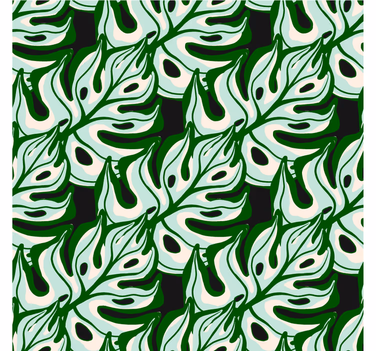 Papel tapiz flores patrón de flora salpicada negra y verde - TenVinilo
