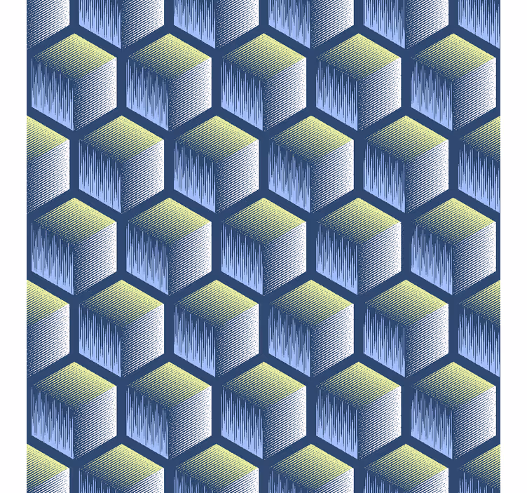 Papel tapiz geométrico patrón de cubos hexagonales - TenVinilo