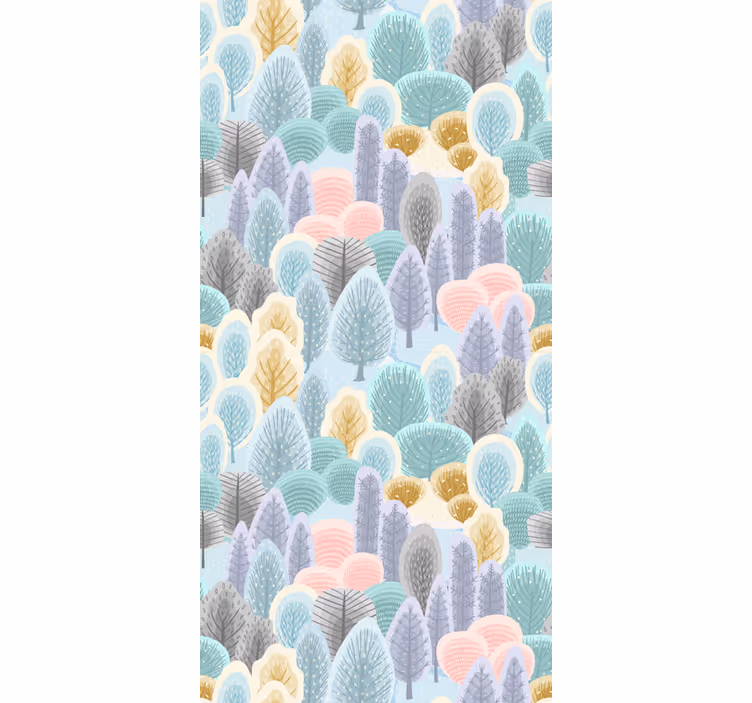 Papel tapiz árboles patrón bosque pastel - TenVinilo