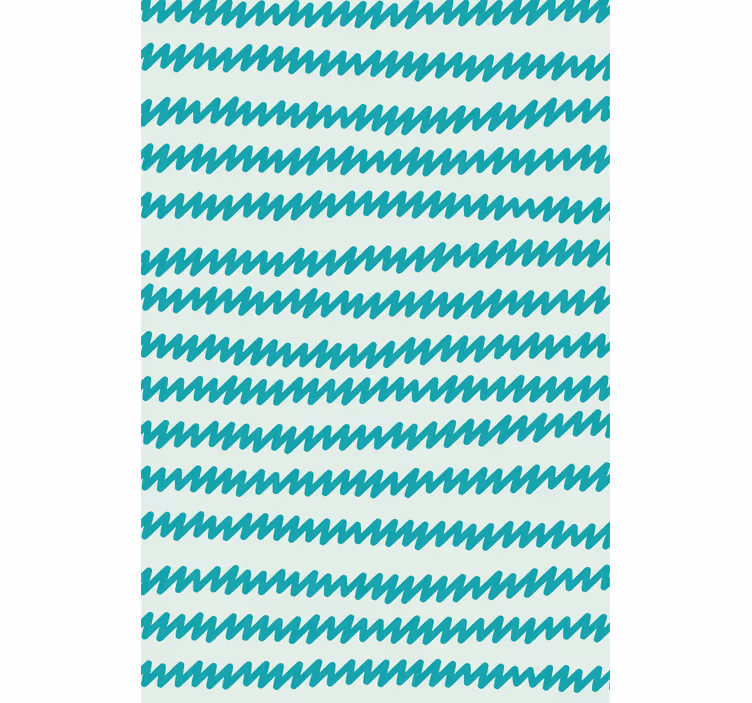 Papel tapiz oficina zig zag a mano en aqua y blanco - TenVinilo