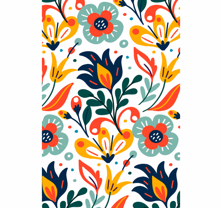 Papel tapiz moderno flores multicolor - TenVinilo