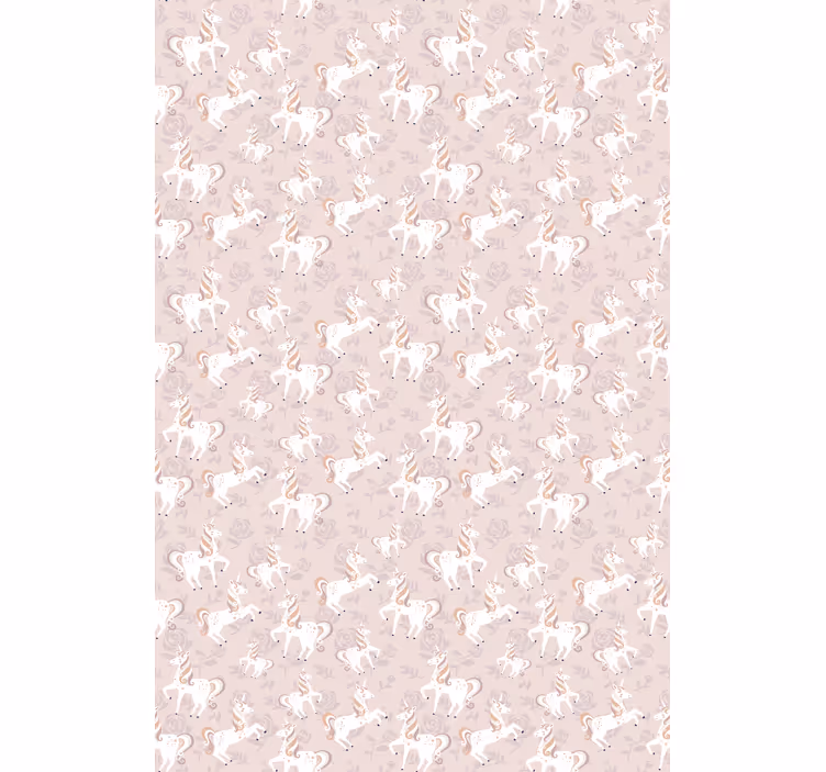 Papel tapiz infantil fantasía de unicornio beige - TenVinilo