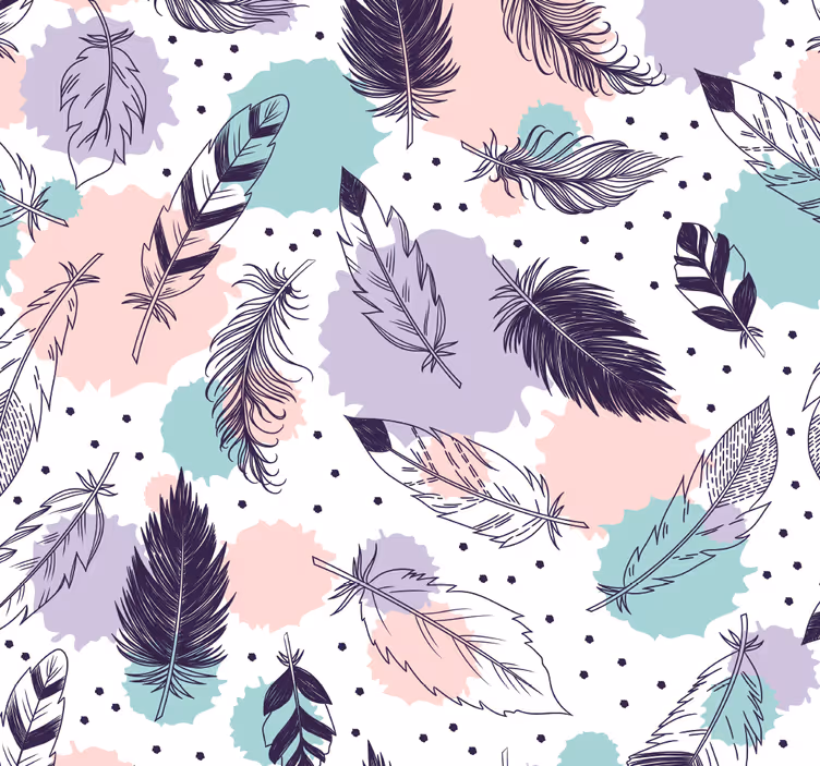 Papel tapiz baño patrón de plumas boho - TenVinilo