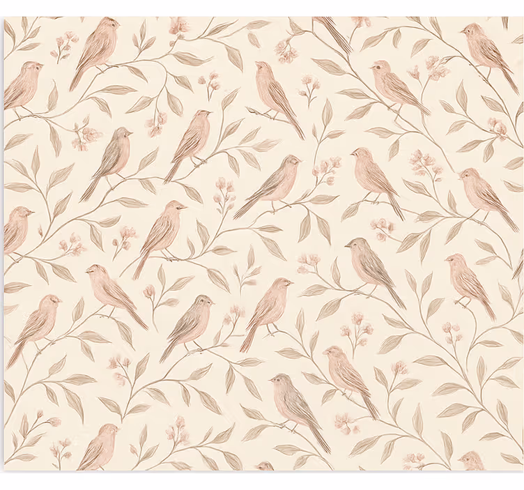 Papel tapiz juvenil sendero de pájaros vintage - TenVinilo