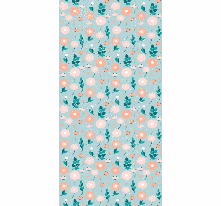 Papel tapiz juvenil flores en color durazno - TenVinilo