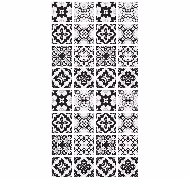 Papel tapiz cocina baldosas en blanco y negro - TenVinilo