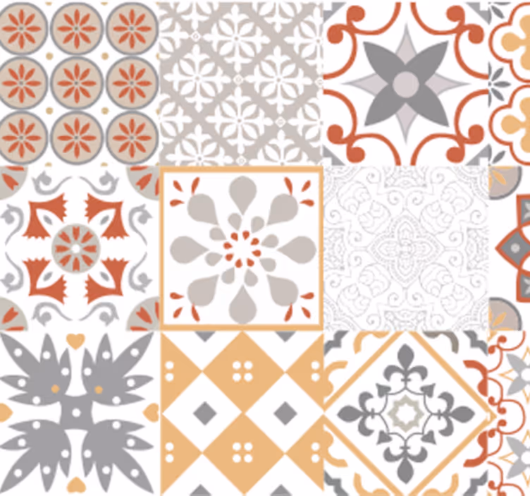 Papel tapiz cocina mosaico naranja - TenVinilo