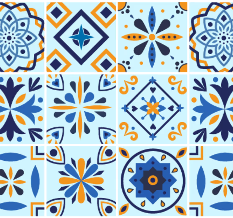 Papel tapiz cocina motivo de azulejos tradicionales - TenVinilo