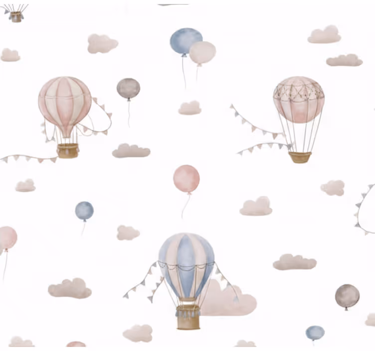 Papel tapiz para sala globo de aire caliente pastel - TenVinilo