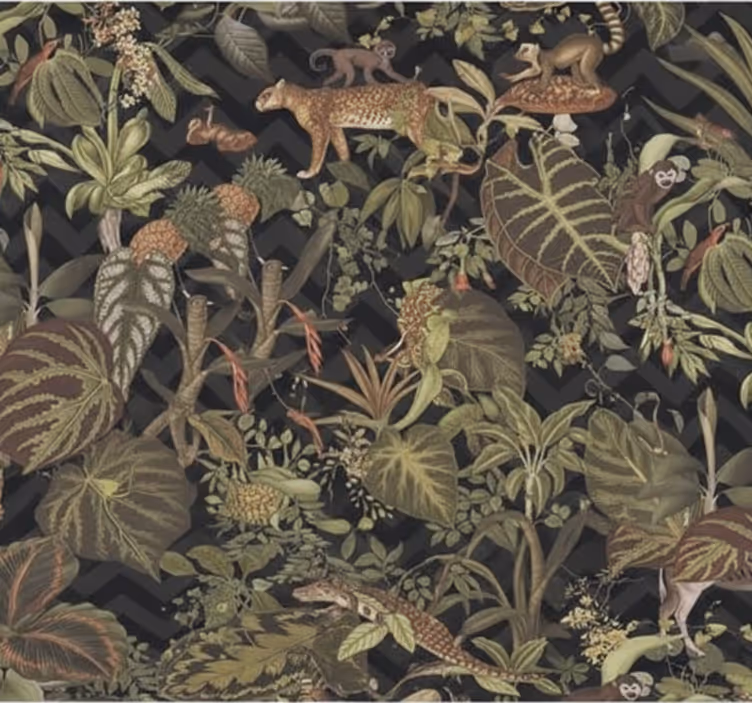 Papel tapiz recámara matrimonial animales de la jungla - TenVinilo