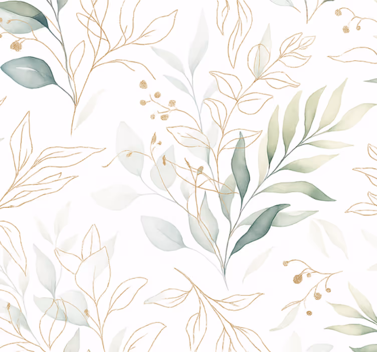 Papel tapiz recámara matrimonial acuarela de vegetación - TenVinilo