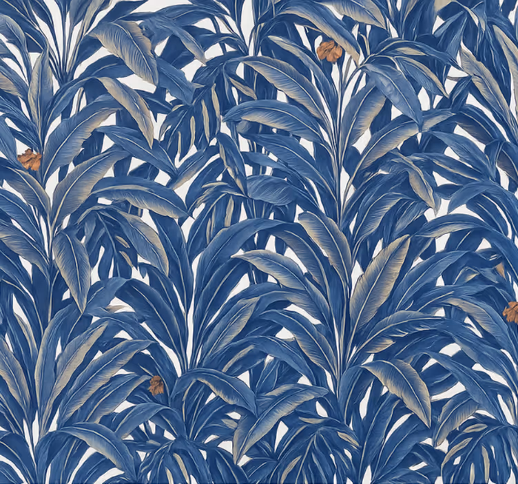 Papel tapiz recámara matrimonial selva Índigo lujosa - TenVinilo
