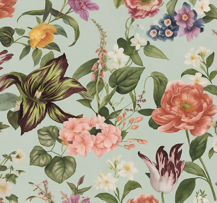Papel tapiz recámara matrimonial floral primavera colorida - TenVinilo