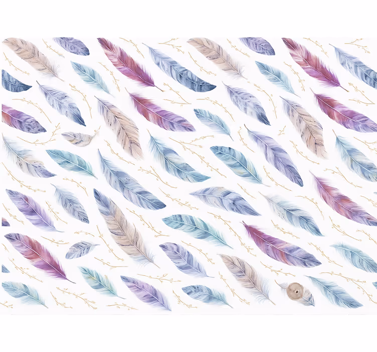 Papel tapiz infantil patrón de plumas coloridas - TenVinilo