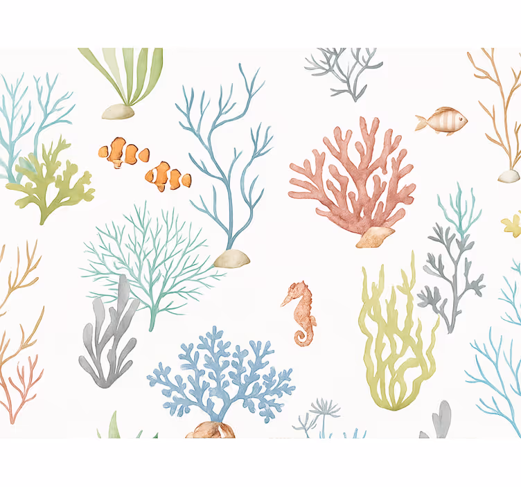 Papel tapiz infantil coral submarino - TenVinilo