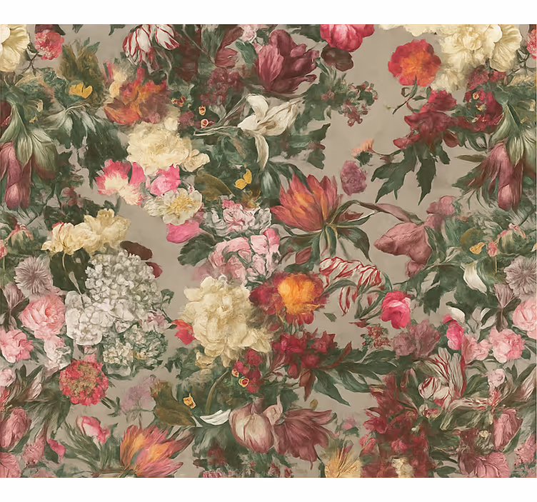 Papel tapiz recámara matrimonial flores vintage - TenVinilo