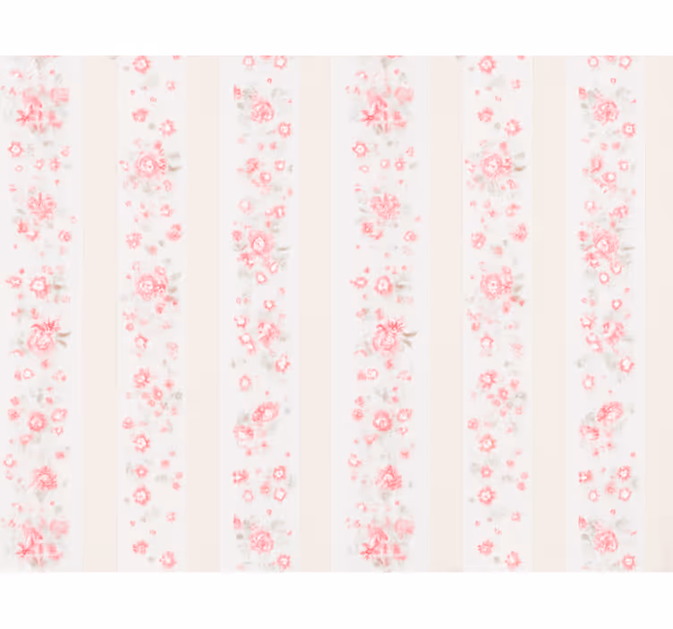 Papel tapiz infantil rayas florales retro rosadas - TenVinilo