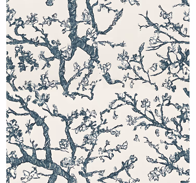 Papel tapiz recámara matrimonial diseño de árbol azul oscuro - TenVinilo