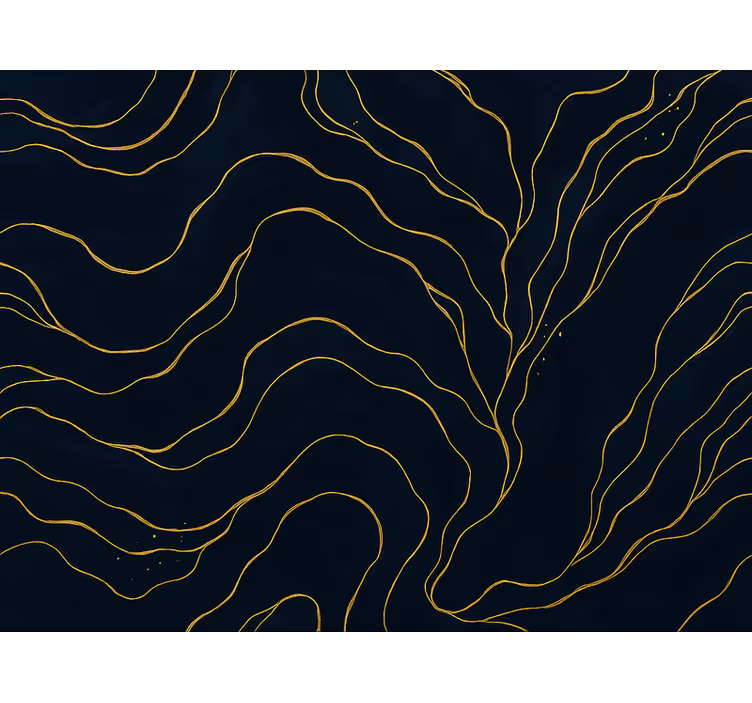 Papel tapiz recámara matrimonial mármol azul oscuro y dorado - TenVinilo
