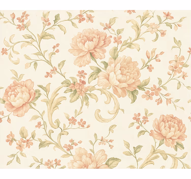 Papel tapiz recámara matrimonial floral vintage rosa claro - TenVinilo