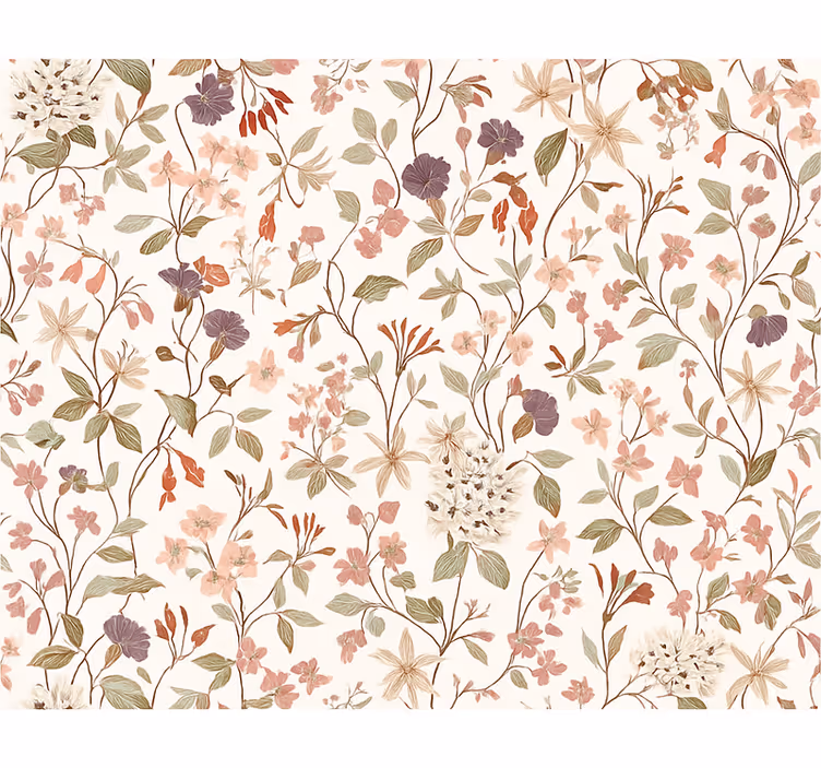 Papel tapiz recámara matrimonial diseño de flores rosas - TenVinilo