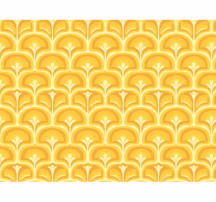Papel tapiz para sala figuras amarillas retro 70s - TenVinilo