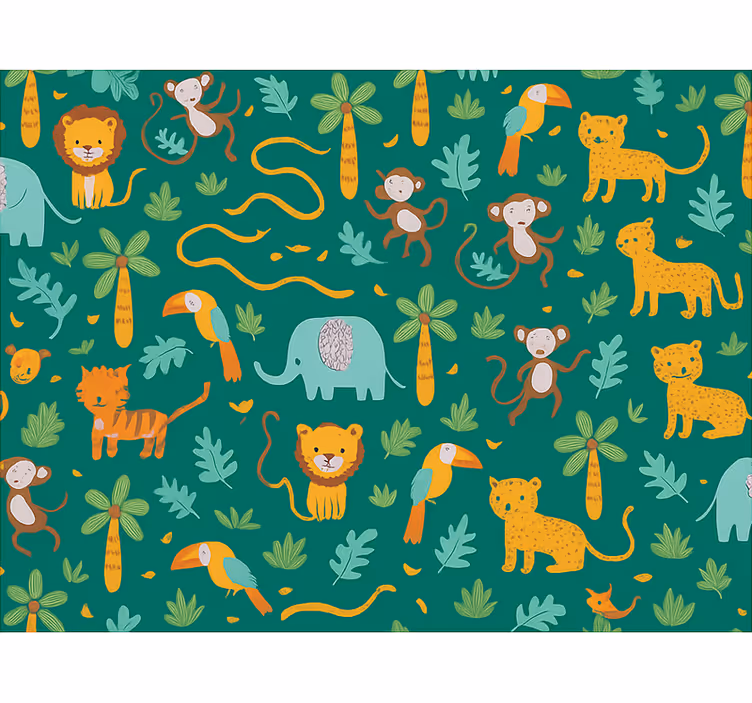 Papel tapiz infantil diseño de jungla simple y lindo - TenVinilo