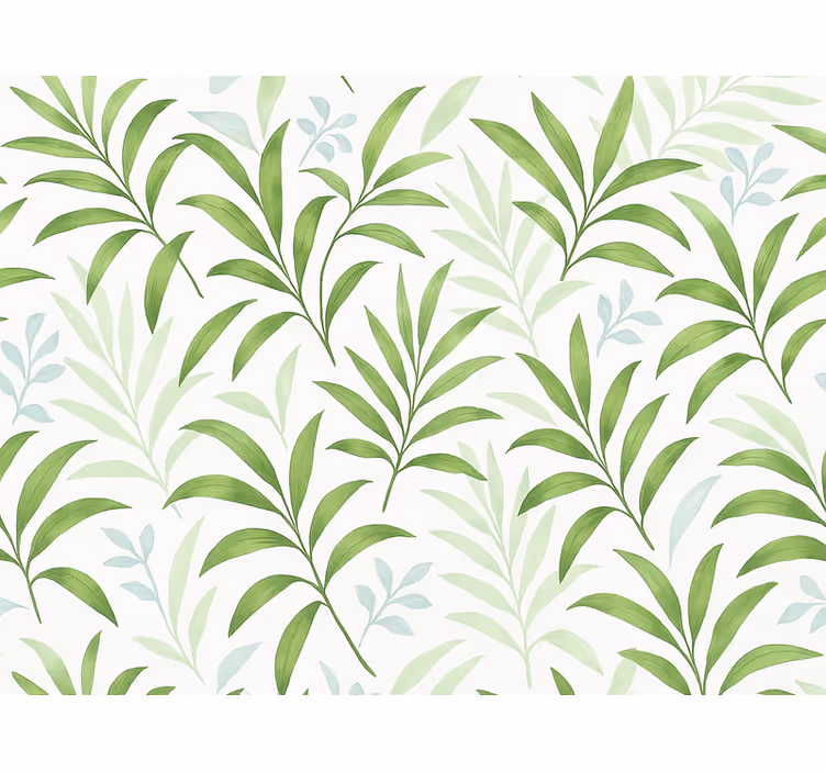 Papel tapiz para sala diseño sencillo de hojas verdes - TenVinilo