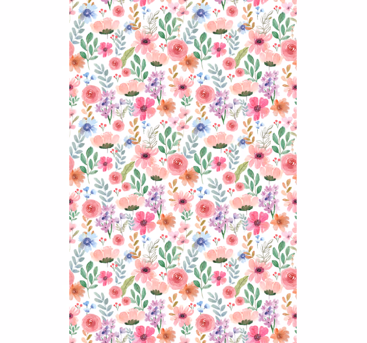 Papel tapiz flores multicolor - TenVinilo