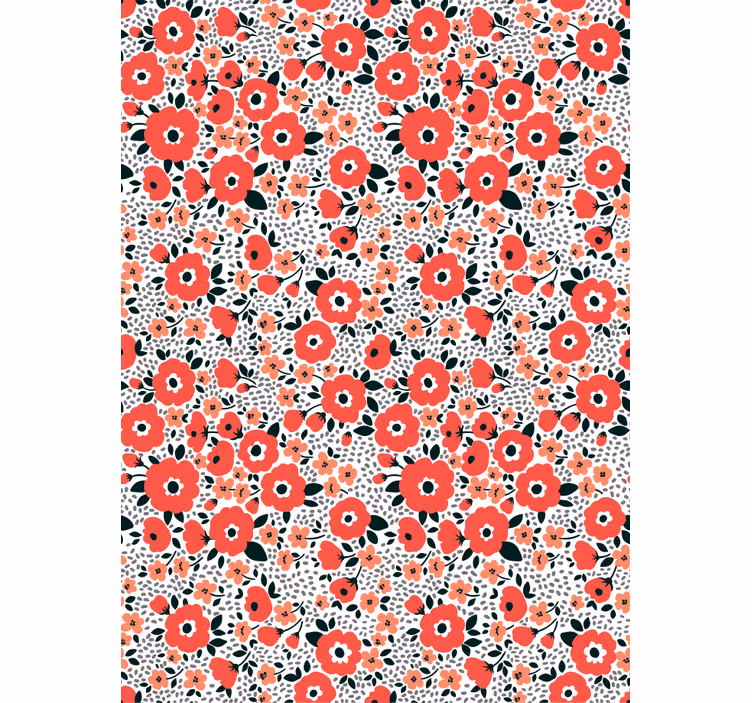 Papel tapiz flores patrón abstracto de amapolas rojas - TenVinilo