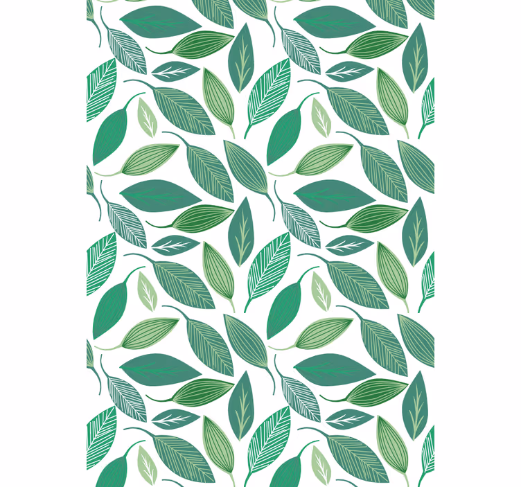 Papel tapiz floral patrón de hojas verdes naturales - TenVinilo