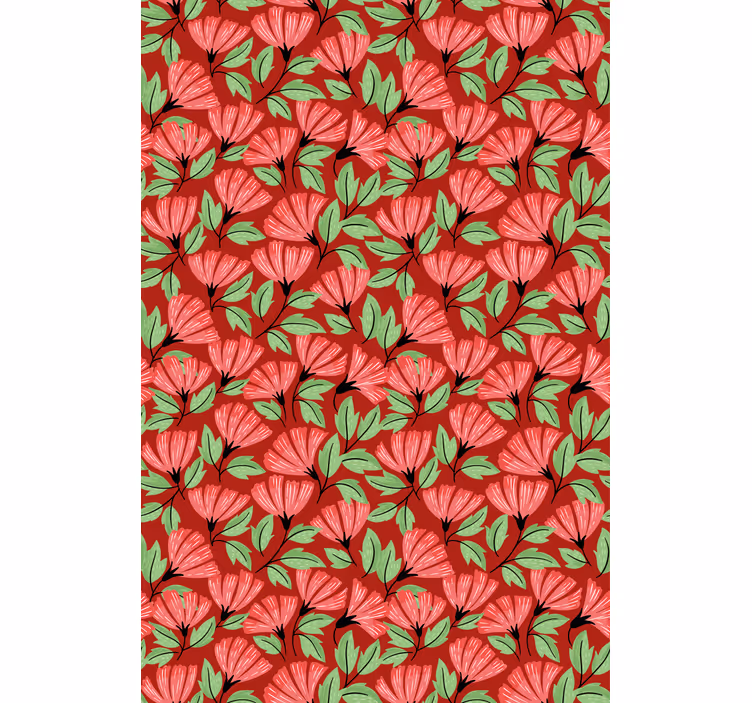 Papel tapiz floral patrón rojo vintage - TenVinilo