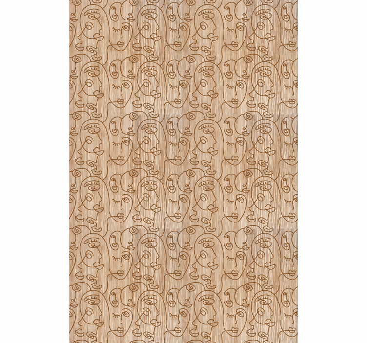 Papel tapiz recámara matrimonial mujeres dibujadas beige - TenVinilo