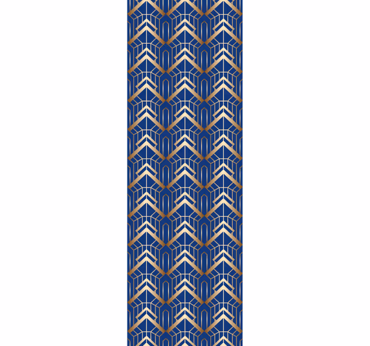 Papel tapiz para recámara patrón decorativo azul y dorado - TenVinilo