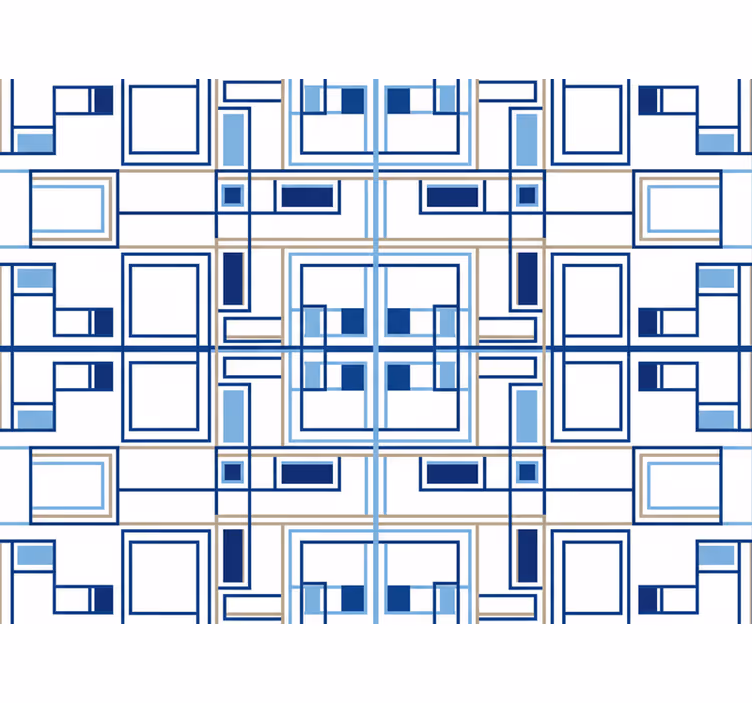 Papel tapiz cuadrados formas geométricas azules - TenVinilo