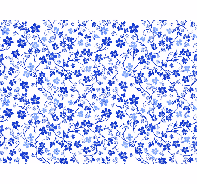 Papel tapiz flores cerezo azul - TenVinilo