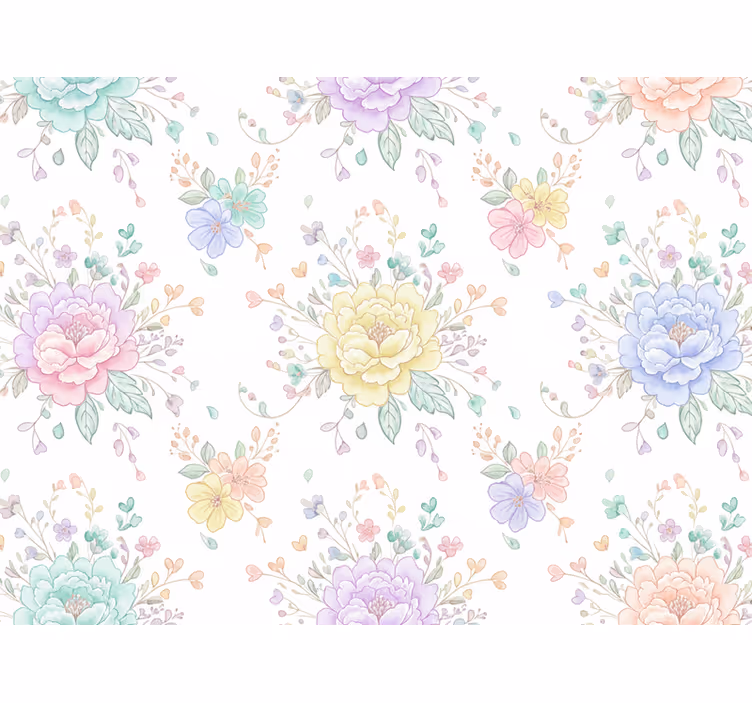 Papel tapiz lila jardín floral pastel - TenVinilo