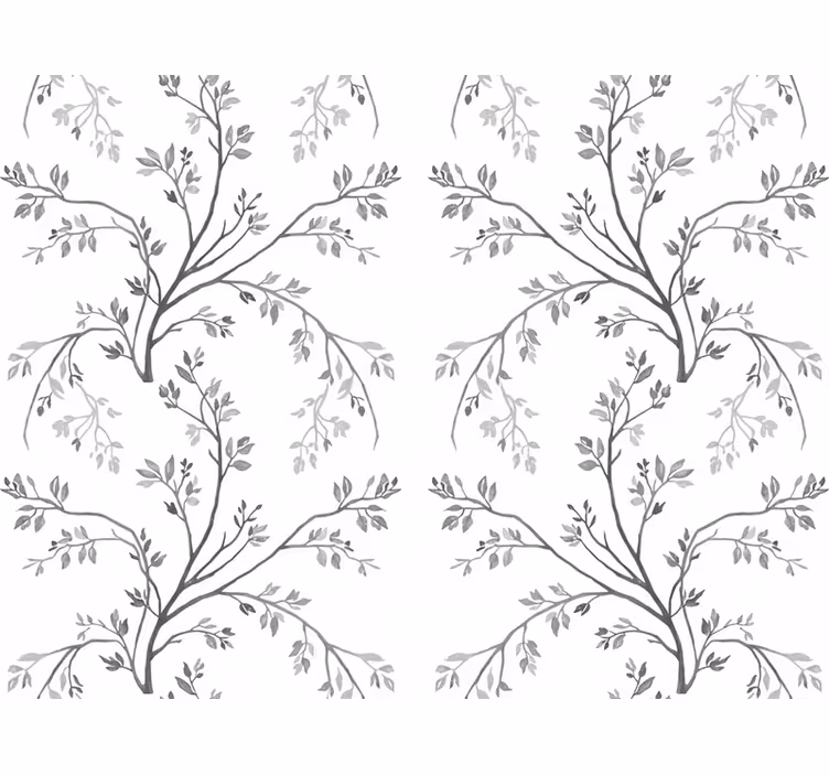 Papel tapiz flores ramas suaves grises - TenVinilo