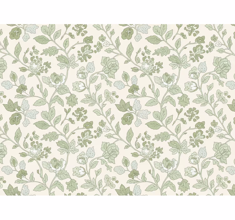 Papel tapiz piedra floral verde crema - TenVinilo