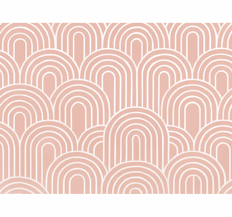 Papel pintado geométrico arcos retro rosa apagado - TenVinilo