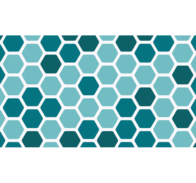 Papel tapiz azul patrón de hexágonos turquesa - TenVinilo