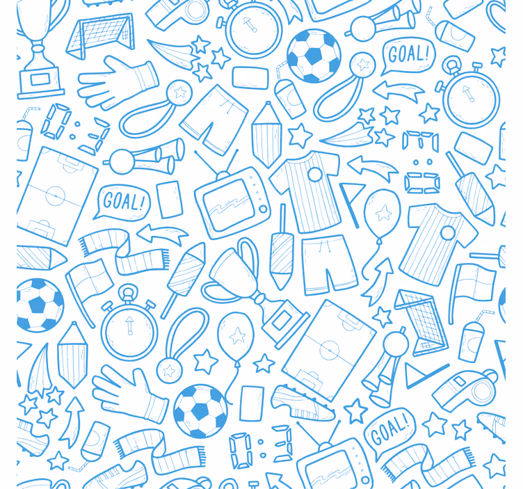 Papel tapiz azul ilustración de doodles de fútbol - TenVinilo
